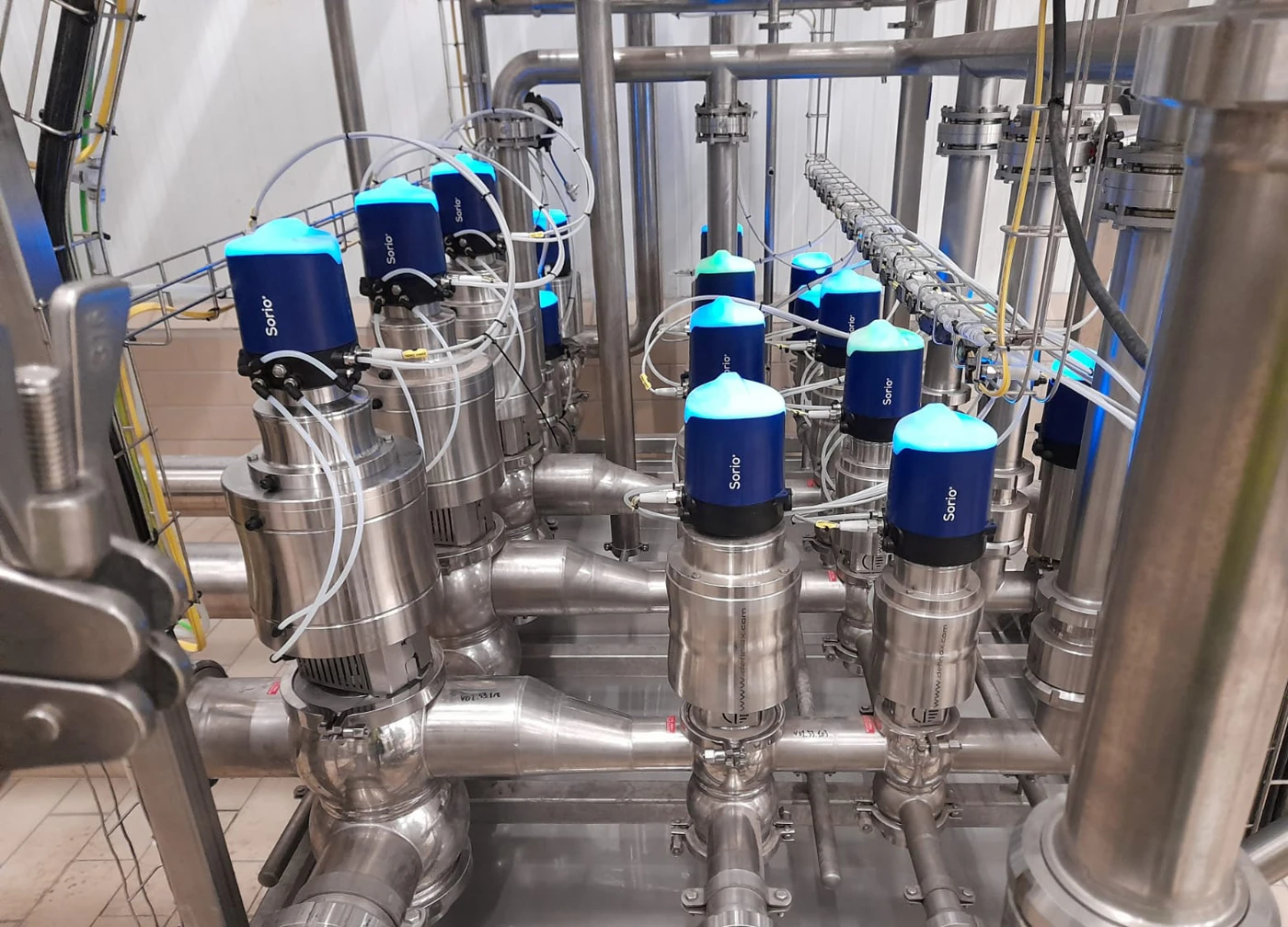 Vannes Definox sur une installation de process sanitaire