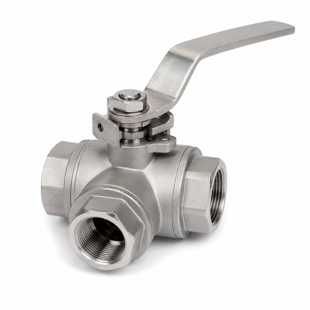 VANNE 3 VOIES INOX 316L F/F
